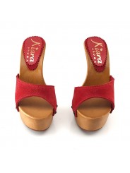 ZUECOS DE TACON ALTO GAMUZA  ROJOS