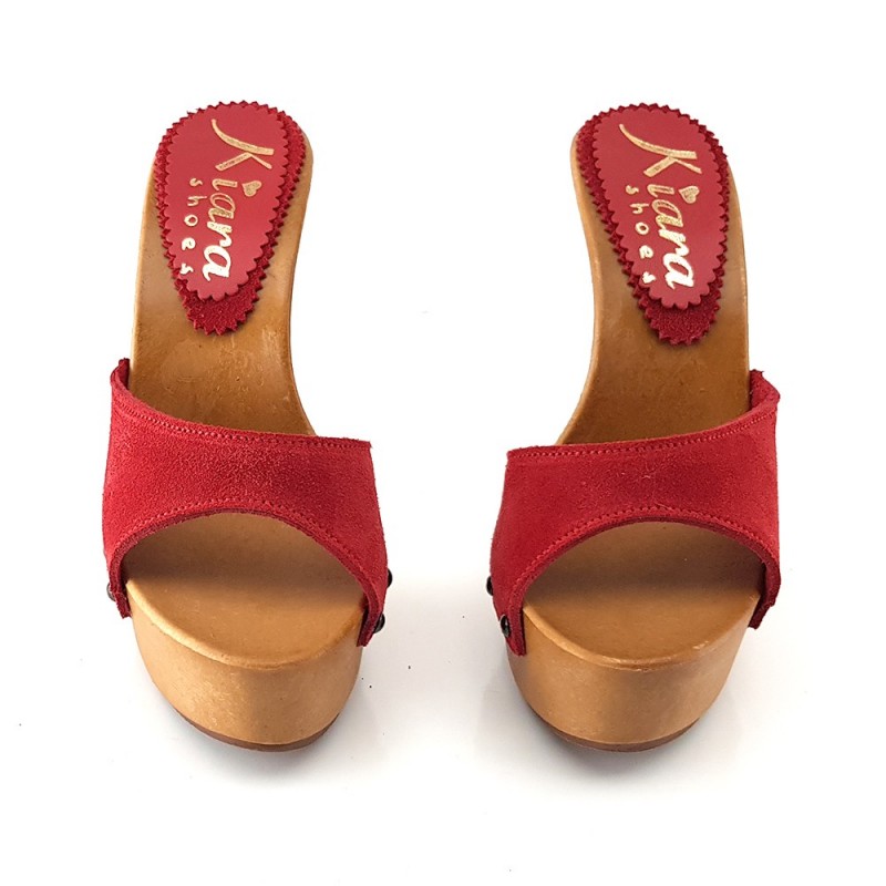 ZUECOS DE TACON ALTO GAMUZA  ROJOS