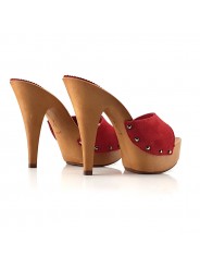 CLOGS AUS VELOURSLEDER ROT