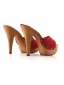 ZUECOS DE TACON ALTO GAMUZA  ROJOS