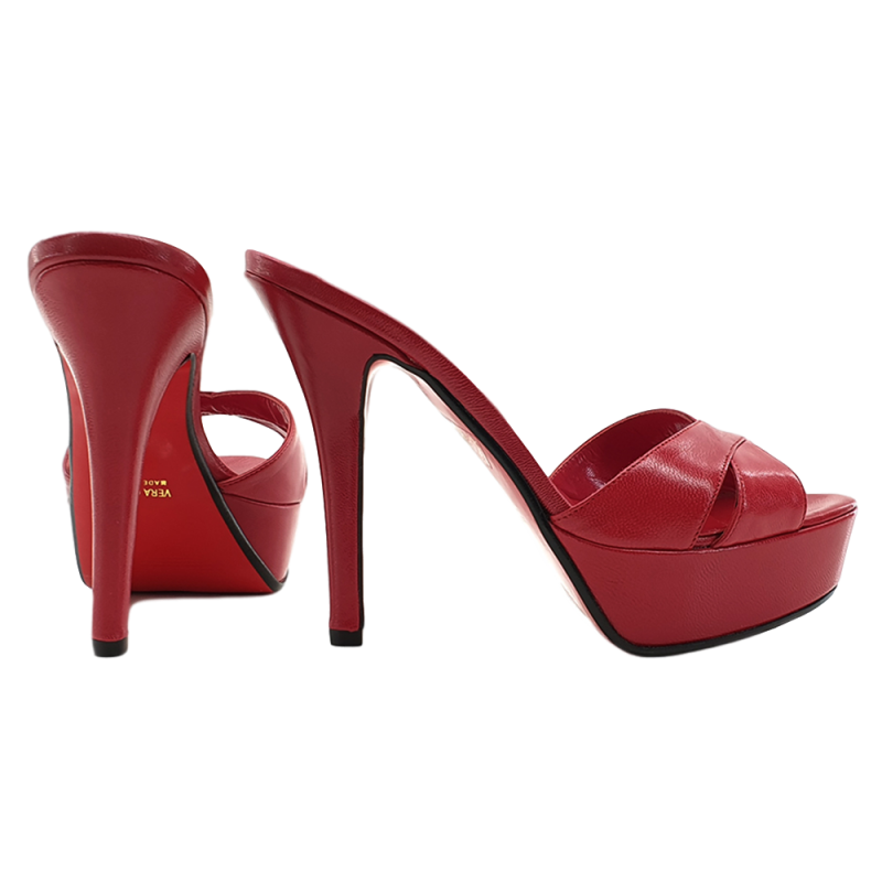 RED LEATHER SANDALS WITH RED SOLE SIZE UP TO 42