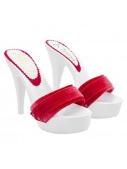 SABOTS BLANCS AVEC BANDE DE VELOURS ROUGE