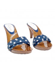SABOTS BLEUS A POIS TALON 9