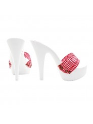SABOTS BLANCS AVEC BANDE PIN UP ROUGE