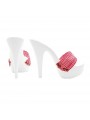 SABOTS BLANCS AVEC BANDE PIN UP ROUGE