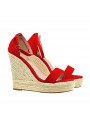 SANDALES ROUGES COMPENSÉES EN CORDE