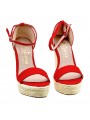 SANDALES ROUGES COMPENSÉES EN CORDE