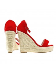 SANDALES ROUGES COMPENSÉES EN CORDE