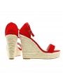 SANDALES ROUGES COMPENSÉES EN CORDE