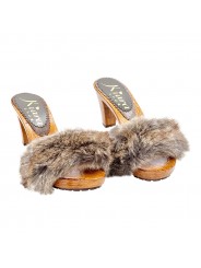CLOGS WITH FUR AND COMFORTABLE HEEL
