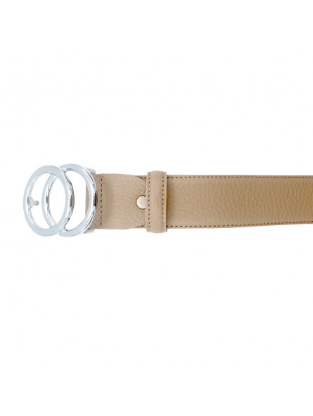 CINTURÓN BEIGE DE PIEL DE 70 A 85 CM