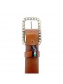 CINTURA MARRONE/NERA IN PELLE CON FIBBIA