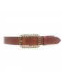 CINTURA MARRONE/NERA IN PELLE CON FIBBIA