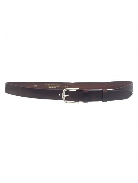 CEINTURE UNISEXE EN CUIR AVEC BOUCLE MARRON / NOIRE