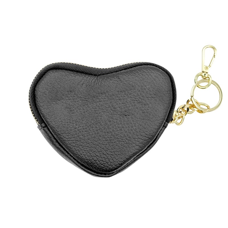 BLACK HEART COIN PURSE WITH KEYRING