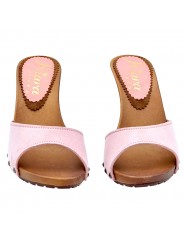 HOLZSCHUHE ROSA AUS WILDLEDER