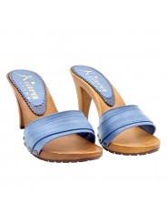 SABOTS AVEC BANDE EN CUIR BLEU