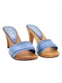 SABOTS AVEC BANDE EN CUIR BLEU