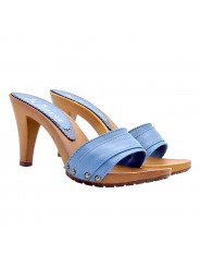 SABOTS AVEC BANDE EN CUIR BLEU