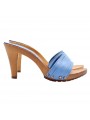 SABOTS AVEC BANDE EN CUIR BLEU