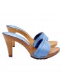 SABOTS AVEC BANDE EN CUIR BLEU