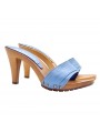 BLUE CLOGS IN LEATHER HEEL 9