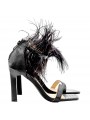 SANDALIAS NEGRAS CON PLUMAS Y TACÓN DE 10,5 CM