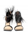SANDALIAS NEGRAS CON PLUMAS Y TACÓN DE 10,5 CM