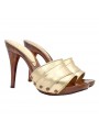 CLOGS MIT GOLDEM LEDERBAND UND HOHEM ABSATZ