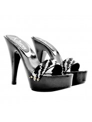 SABOTS NOIR AVEC STRASS EFFET ZÉBRÉ