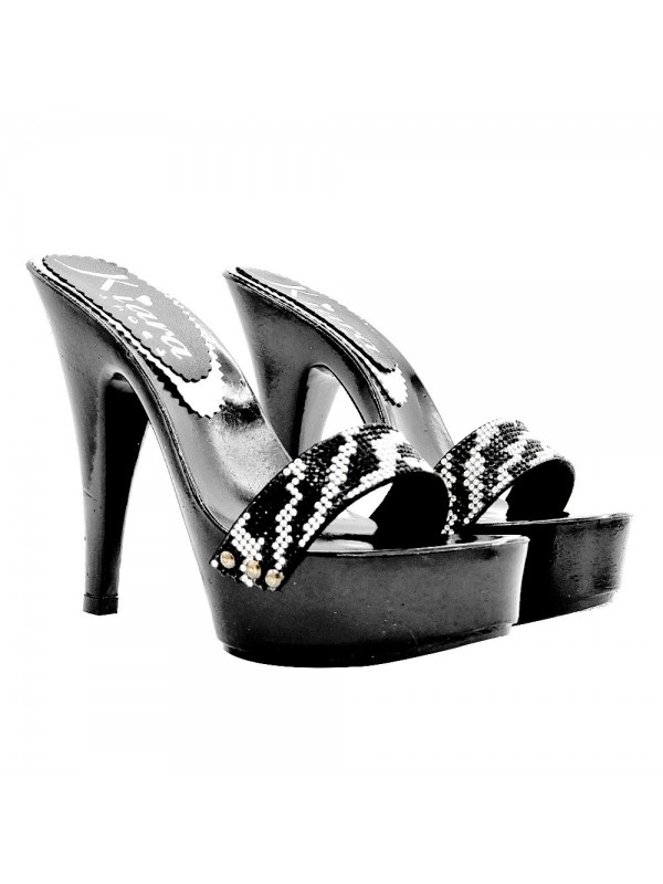 SABOTS NOIR AVEC STRASS EFFET ZÉBRÉ