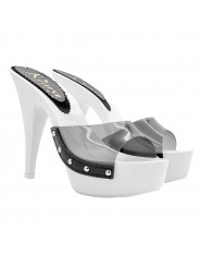 SANDALIAS BLANCAS CON BANDA NEGRA TRANSPARENTE