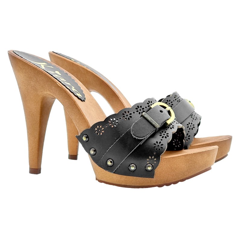 SCHWARZE CLOGS LASERBAND UND SCHNALLE
