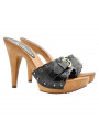 SABOTS NOIR BANDE ET BOUCLE AU LASER