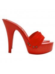 ROT LACKIERTE CLOGS MIT HOHEM ABSATZ