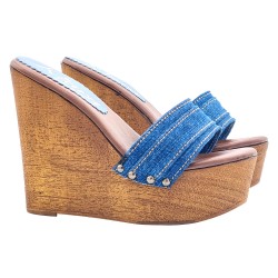 LADY CLOGS  WEDGE WOMAN DENIM