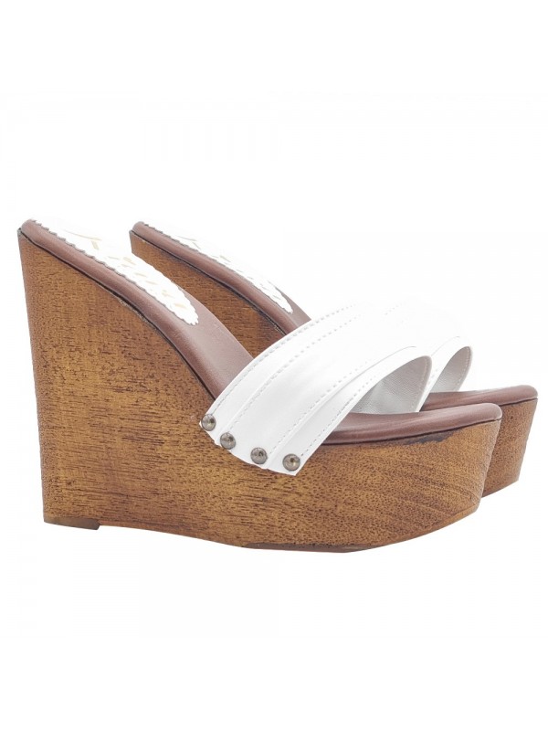 LADY CLOGS  WEDGE WHITE