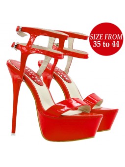 SANDALI ALTISSIMI IN VERNICE ROSSI