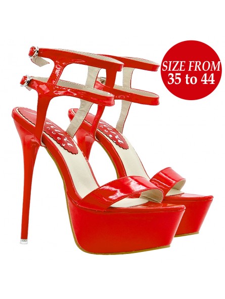 VERY HIGH SANDALS IN RED PATENT LEATHER