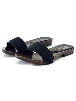 DOUBLE BAND BLACK CLOGS WITH LOW HEEL
