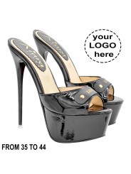 ZUECOS NEGROS PERSONALIZADOS CON TACÓN DE 17,5 CM