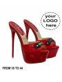 CUSTOMIZED CLOGS IN RED PATENT LEATHER AND STICK HEEL