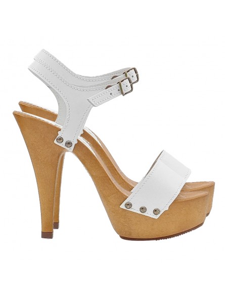 WEISSE LEDERSANDALEN MIT 13 CM ABSATZ