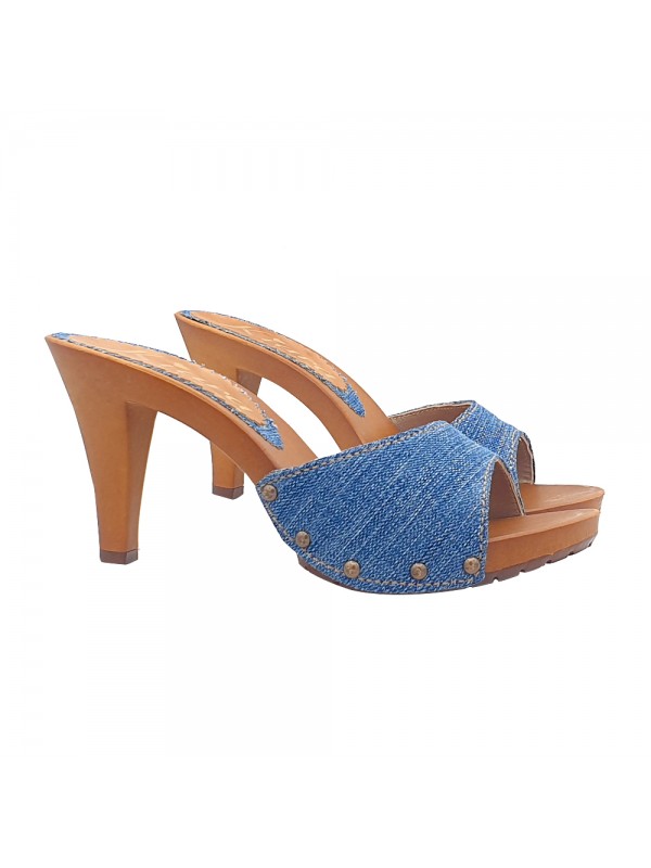 DENIM-CLOGS MIT ABSATZ 9