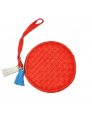 RED PURSE WITH HANDLE AND FRINGES