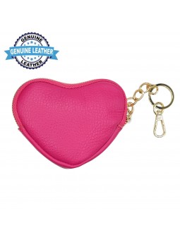 PORTAMONETE FUCSIA A CUORE CON PORTACHIAVI