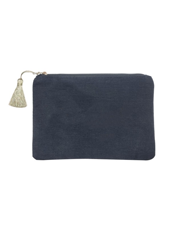 BLACK CLUTCH CASE IN FABRIC WITH ZIP