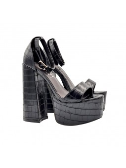 SANDALI NERI CON CINTURINO E TACCO 14 CM