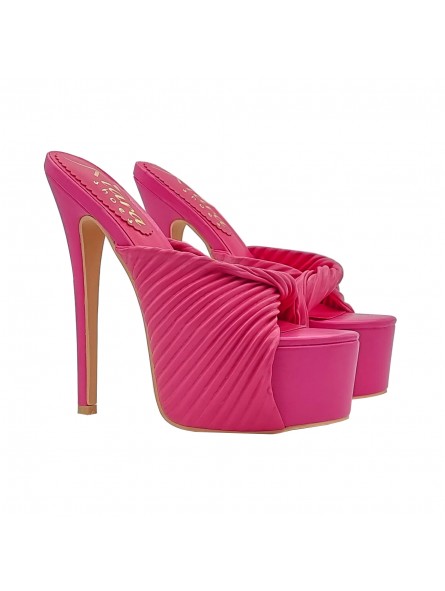 FUCHSIA LEATHER SANDALS WITH HIGH HEEL