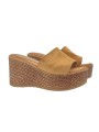COMFORTABLE LEATHER-COLORED SYNTHETIC SUEDE WEDGES